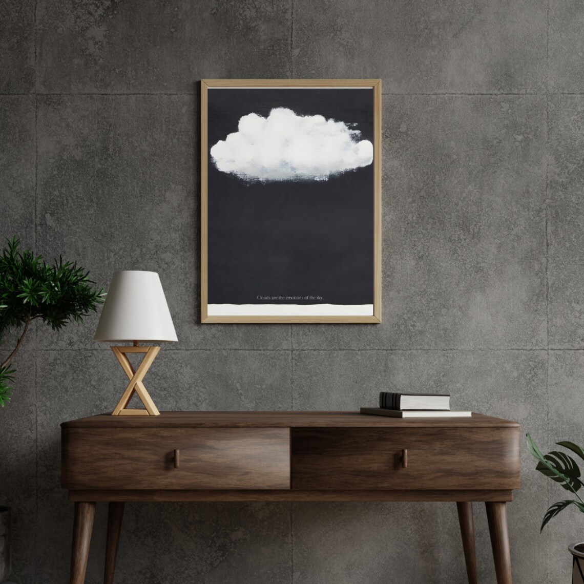 Blue Cloud Painting, Surreal Abstract Decor