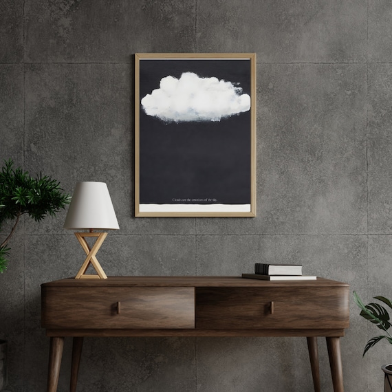 Blue Cloud Painting, Surreal Abstract Decor
