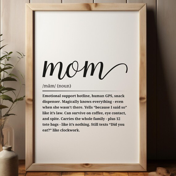 Mom Definition Dictionary Style Funny Mothers Day Gift Quote Poster