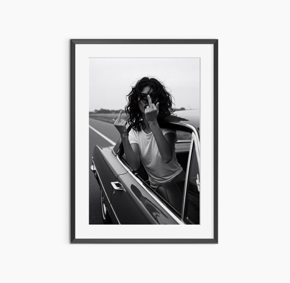 Middle Finger Poster Photography Prints Funky Wall Art Funny Black And White Museum Quality
