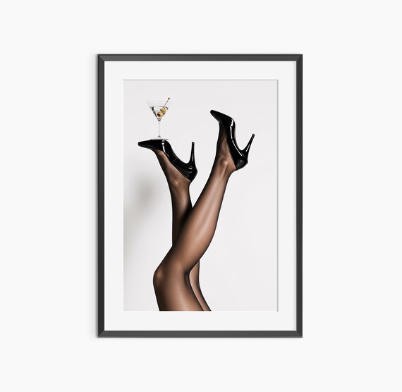 Martini Cocktail Balanced on Heel Playful Fashion Photography Wall Art