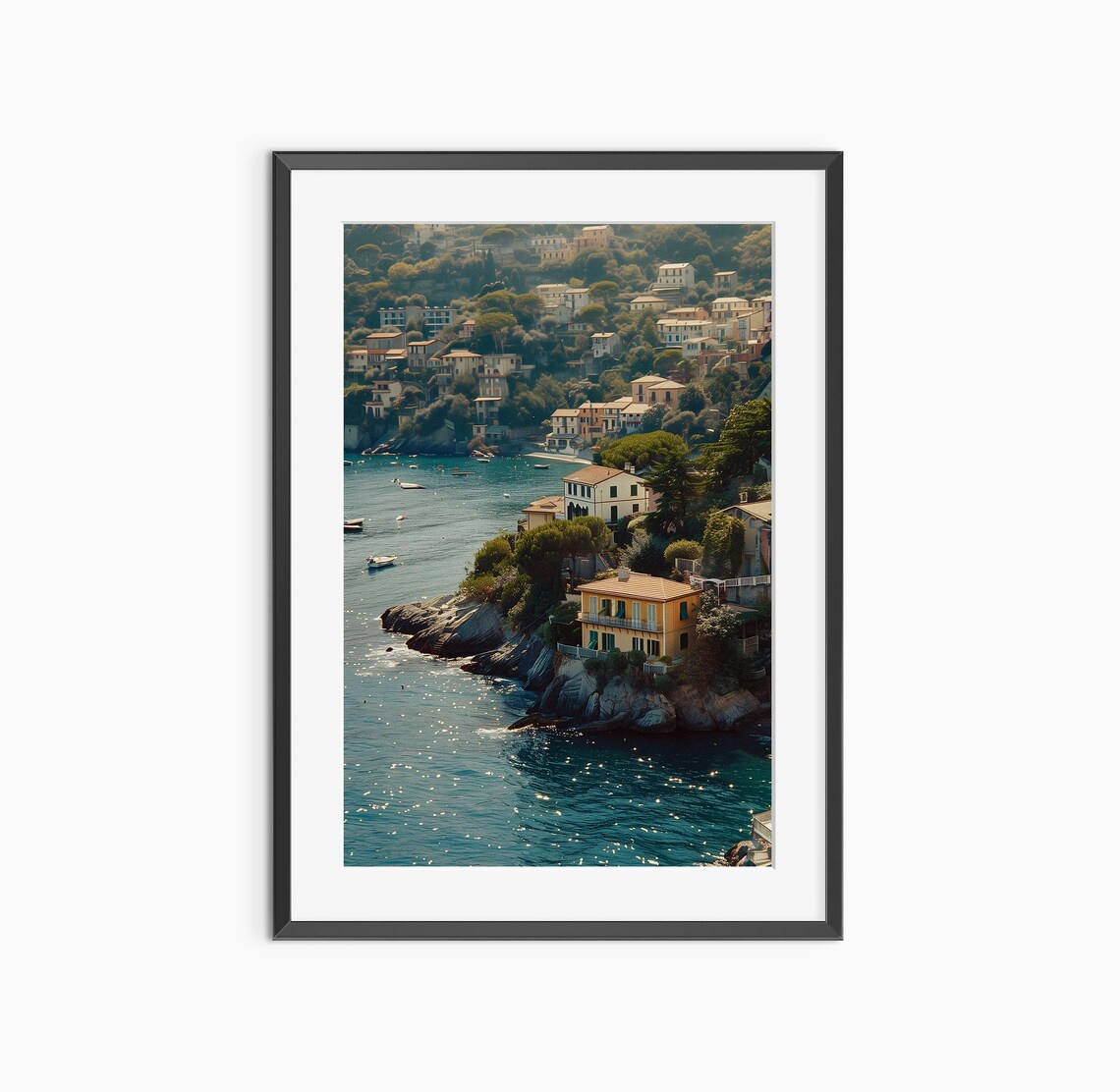 Portofino Italy Coastal Village Harbor Photo Mediterranean Wall Art