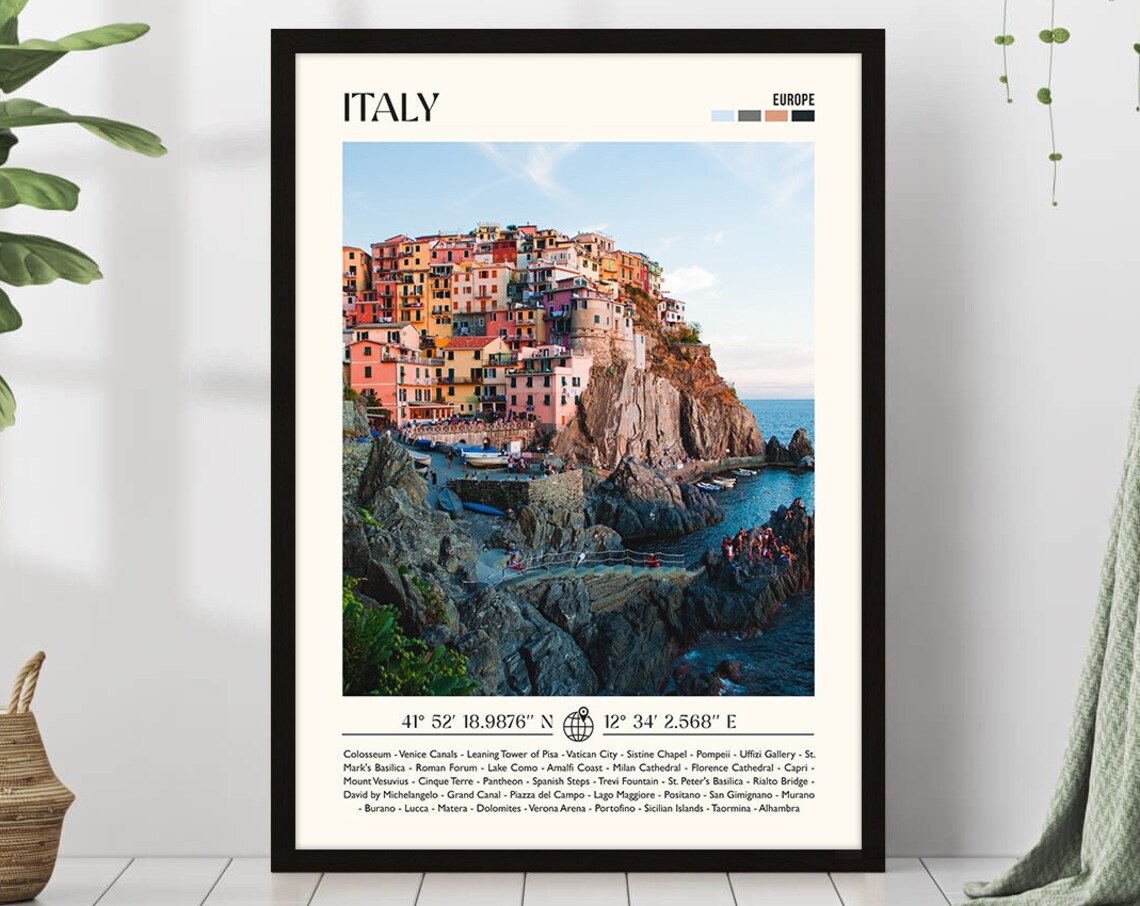 Italy Cinque Terre Colorful Coastal Cliff Village Photo Poster