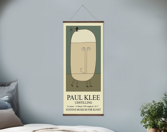 Abstract Art Wall Hanging 1959 Paul Klee State Museum Exhibition Art Printed On Premium With Walnut Wooden Hangers