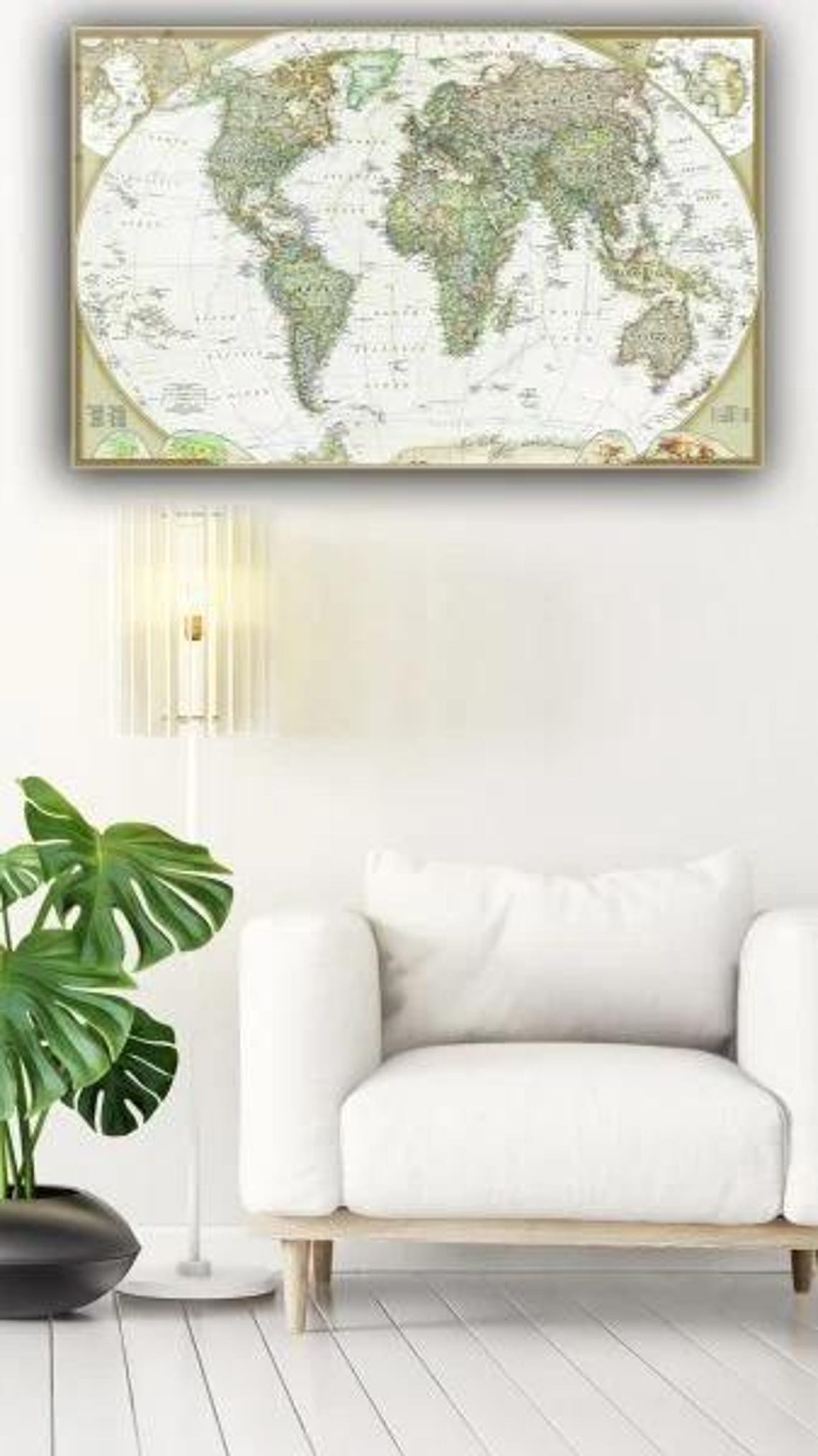Vintage World Map Antique Geographic Cartography Style Poster - Image 3