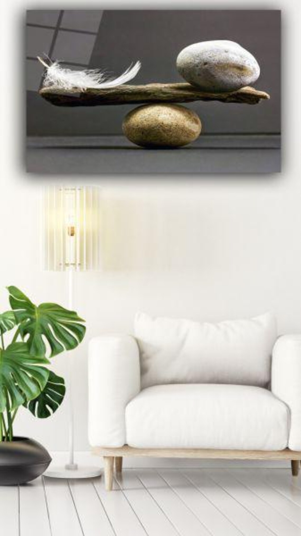 Serene Balancing Stones And White Feather Zen Meditation Poster - Image 3