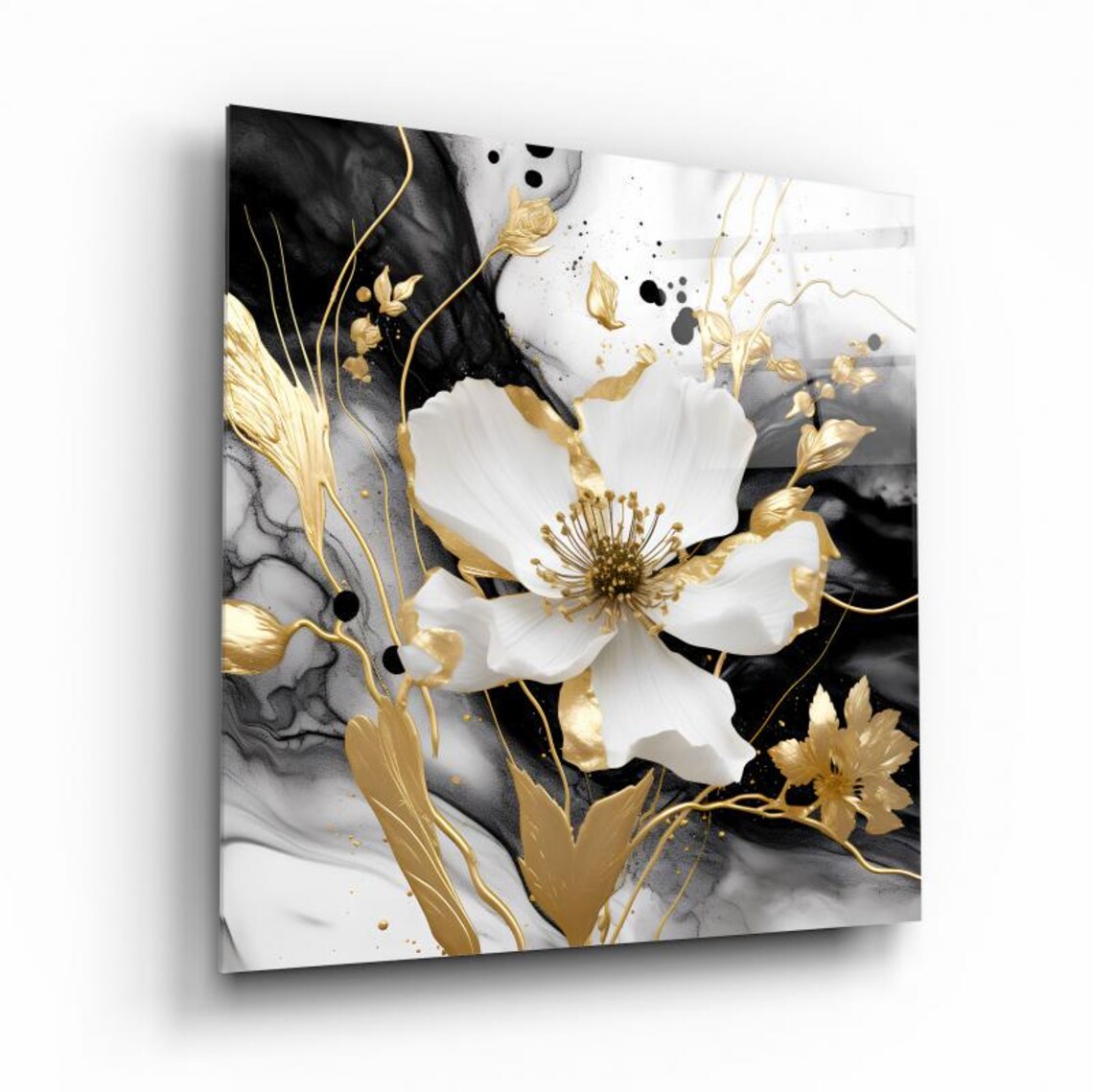 Elegant Floral Blossom Wall Art Tempered Glass Print Modern Botanical Wall Decor Luxury Glass Wall Art For Home And Office - Image 2