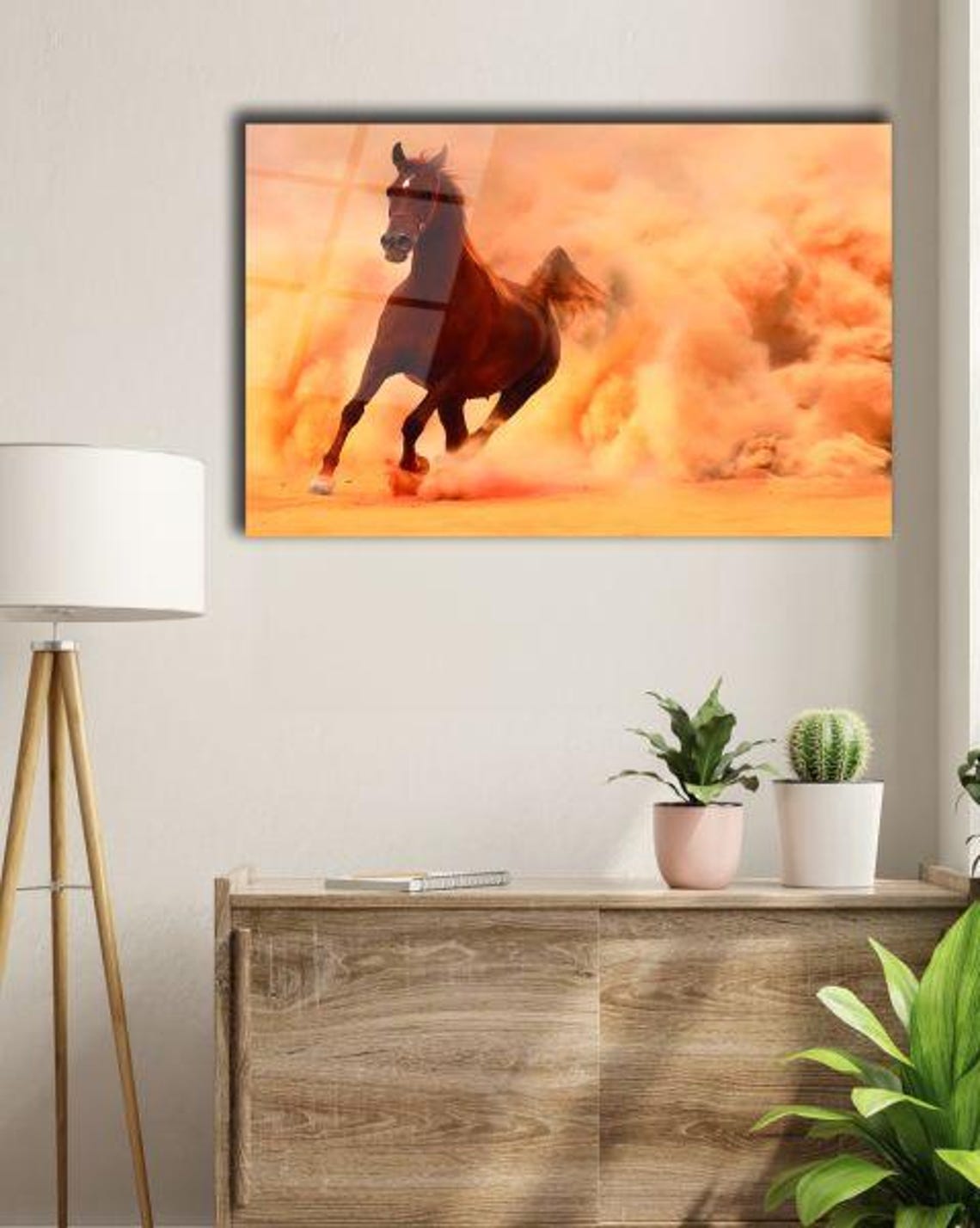 Galloping Horse In Orange Dust Cloud Dramatic Wildlife Poster - Image 2