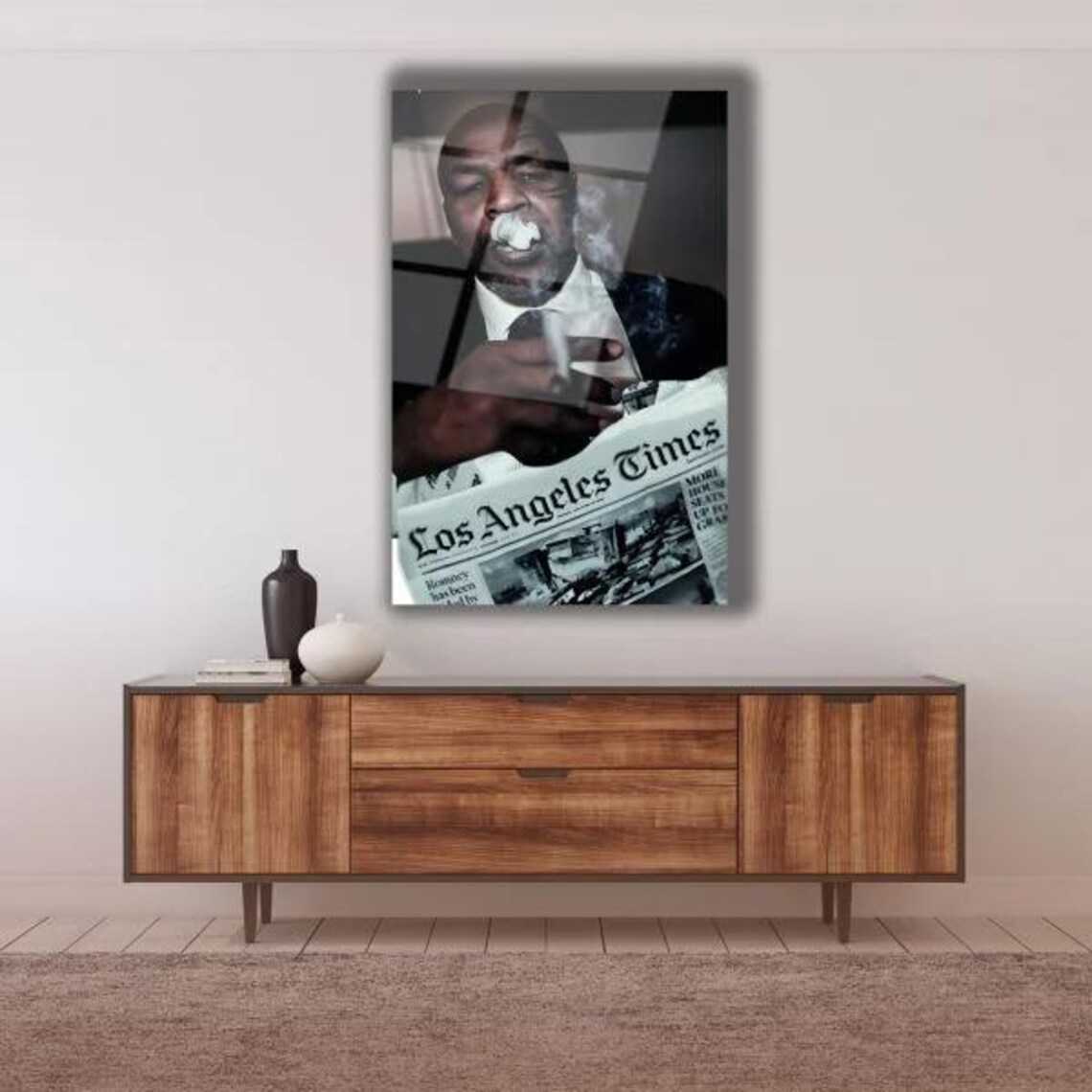 Boxer Smoking Cigar With Los Angeles Times Bold Portrait Art Poster