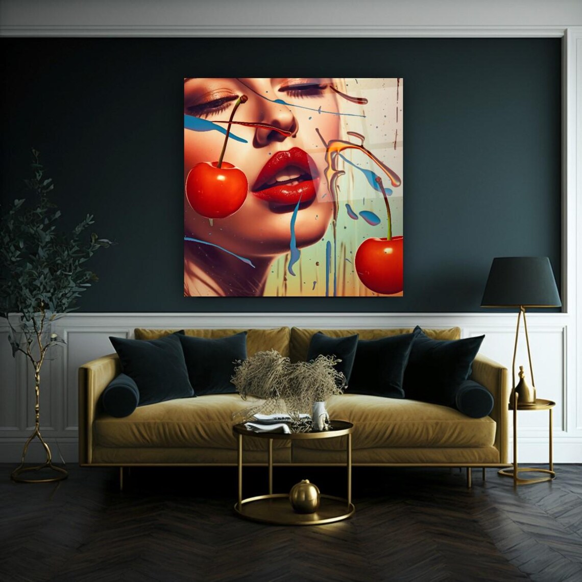 Vivid Cherry Portrait Wall Art Tempered Glass Print Modern Pop Art Decor Luxury Glass Wall Art For Home And Office - Image 3