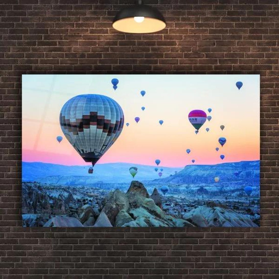 Hot Air Balloons Over Cappadocia Dawn Glass Landscape Art Poster - Image 2