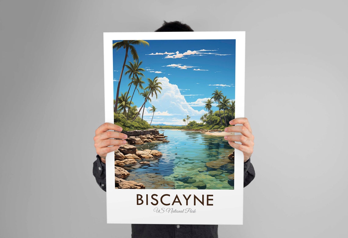 Biscayne US National Park Palm Rocky Shore Tropical Water Poster - Image 2