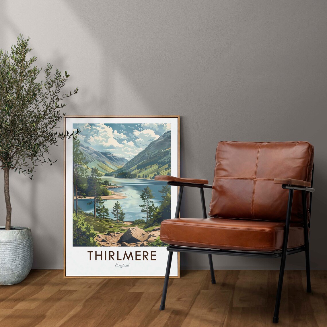 Lake Thirlmere Cumbria Vintage Travel Poster