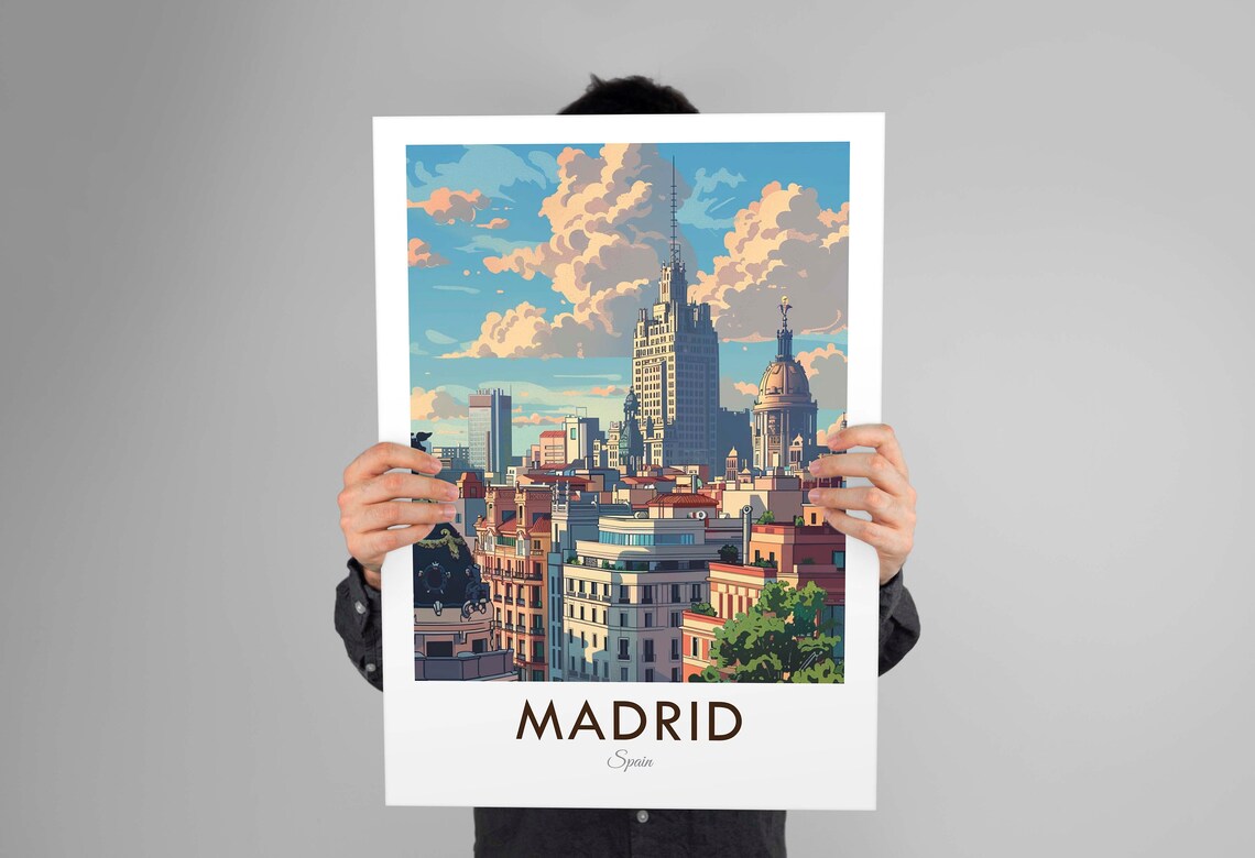 Madrid Spain Historic Skyline Golden Hour Vintage Travel Poster - Image 3