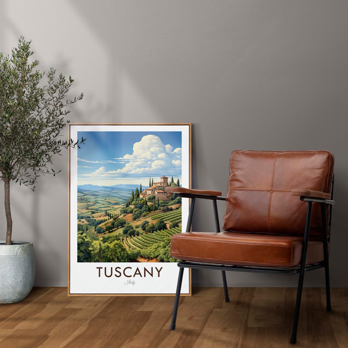 Tuscany Italy Vintage Travel Poster, Home Decor