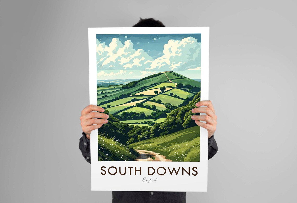 South Downs England Vintage Travel Poster, Art Print - Image 2