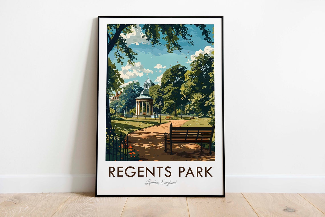 Regents Park London England Pavilion Gardens Bench Pathway Poster - Image 3