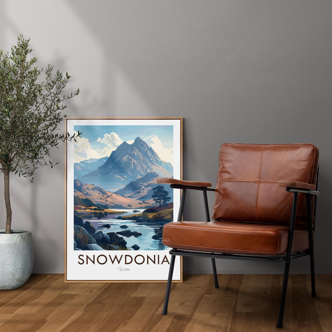 Snowdonia Wales Rocky Peak Stream Wild Alpine Scenery Poster