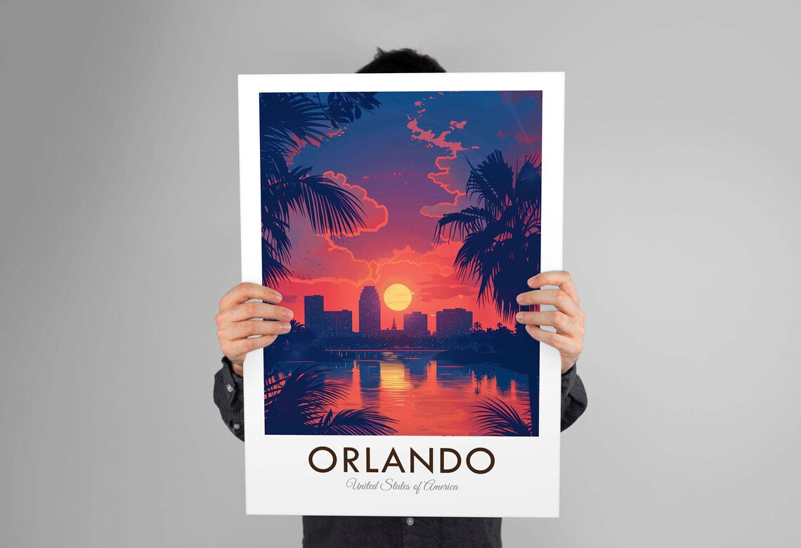 Vintage Orlando Sunset Travel Poster, Florida - Image 3