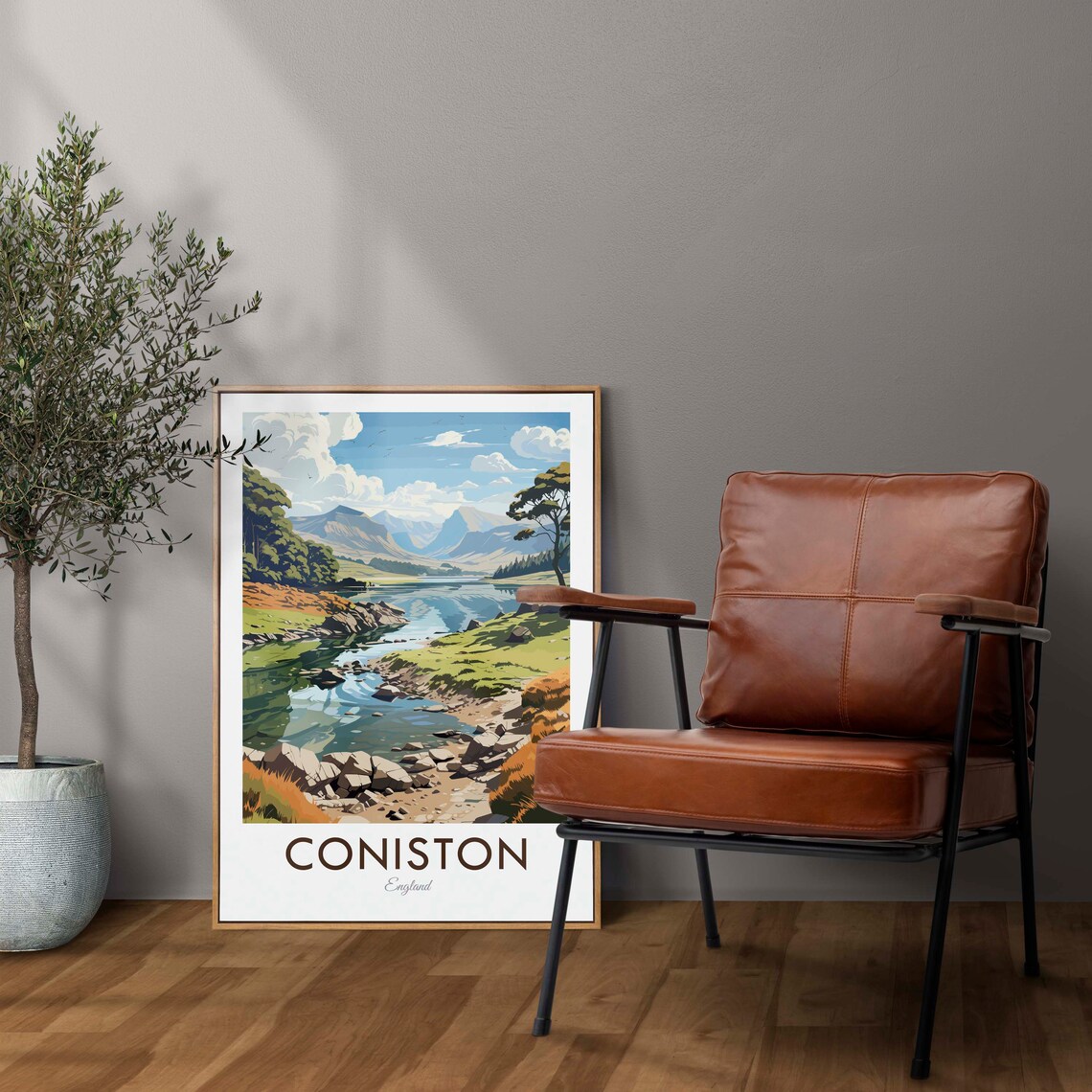 Lake Coniston Cumbria Vintage Travel Poster