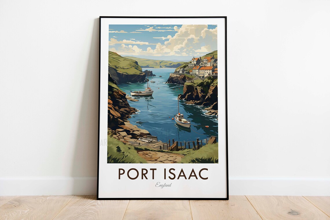 Port Isaac England Cornish Harbor Fishing Boats Travel Poster