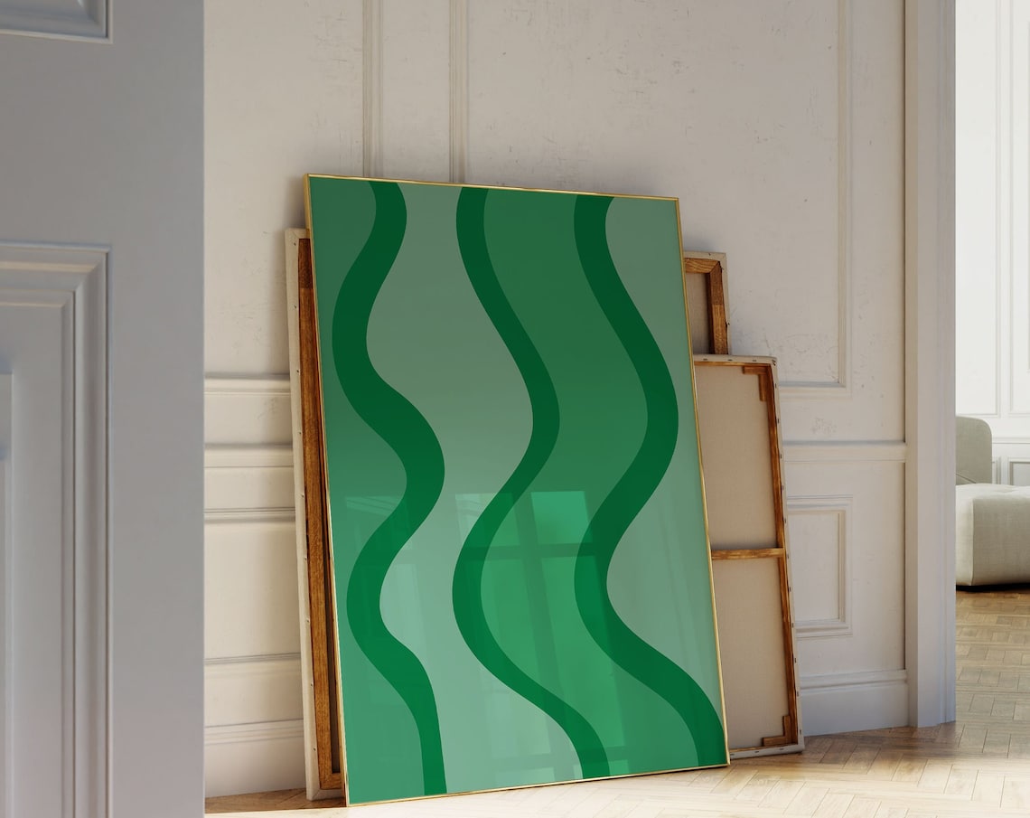 Abstract Green Minimalist Art Print, Modern Decor
