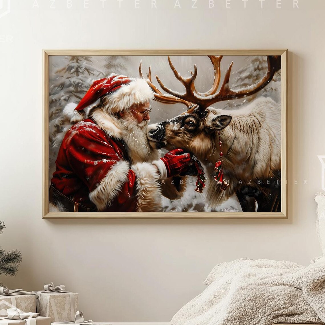 Santa And Reindeer Winter Wonderland Christmas Keepsake Poster - Image 5
