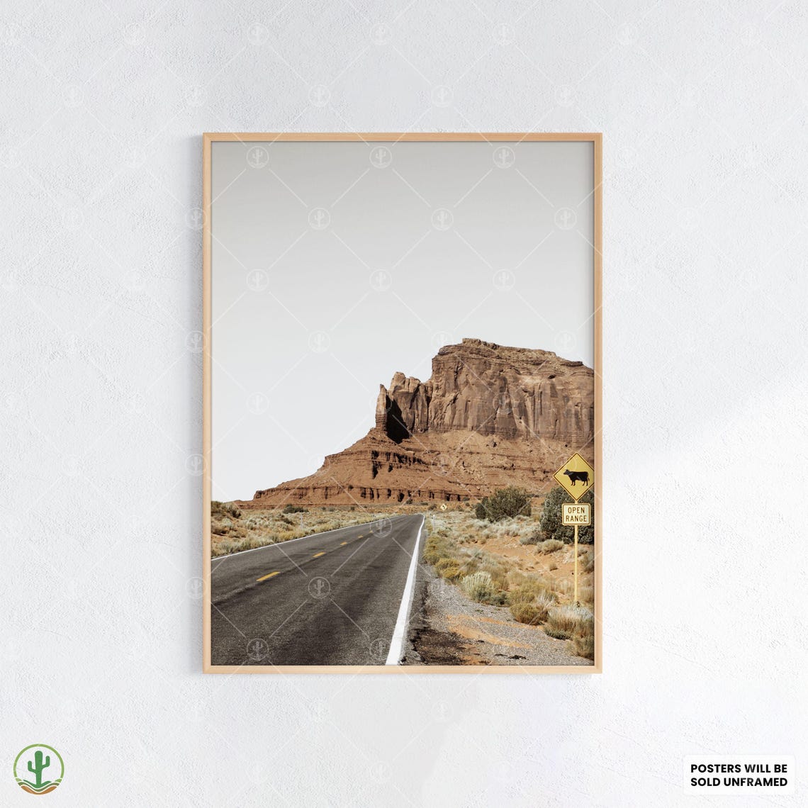 Southwest Desert Highway Open Range Red Rock Butte Photography Poster
