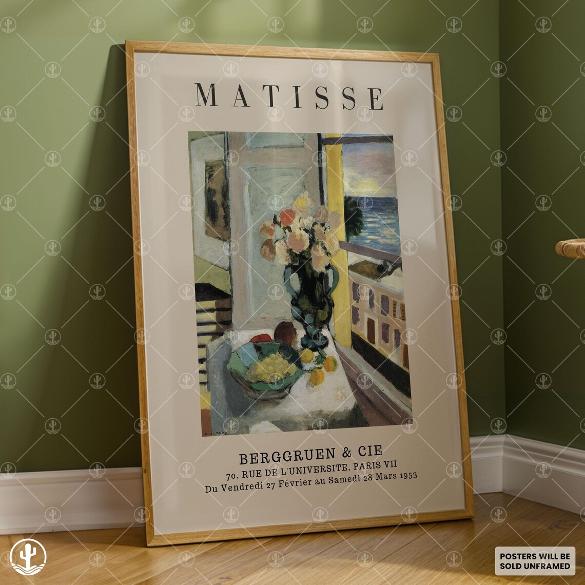 Matisse Vase of Flowers by Window Overlooking Sea Berggruen 1953 Poster