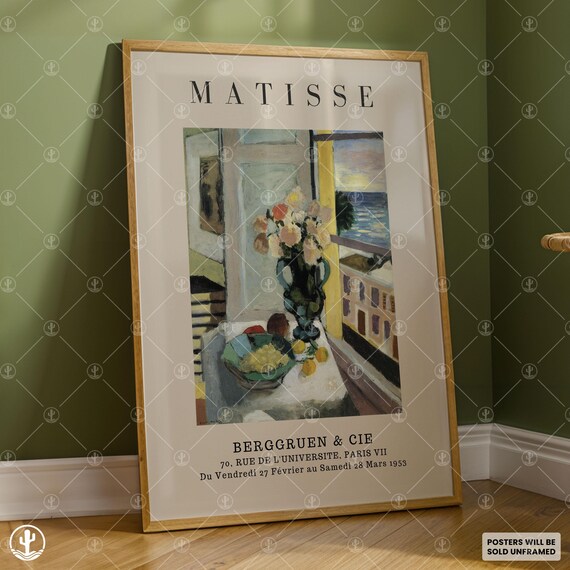 Matisse Vase of Flowers by Window Overlooking Sea Berggruen 1953 Poster