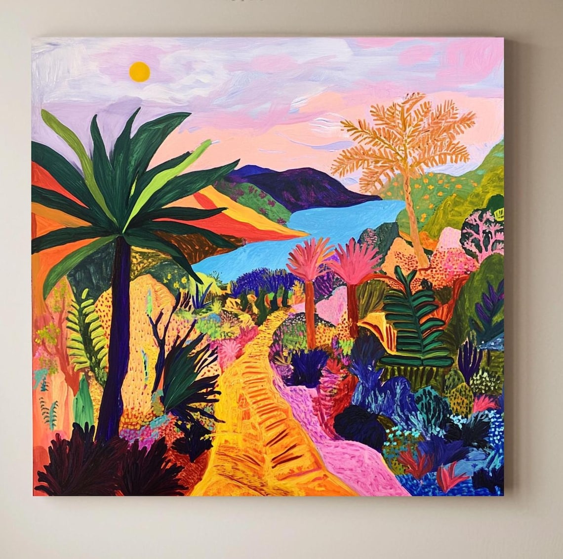 Vibrant Maximalist Landscape, Colorful Nature Scene