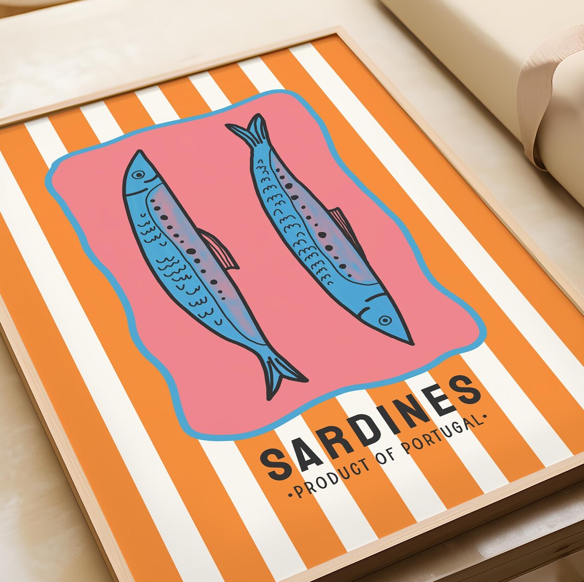 Sardines Product of Portugal Striped Coastal Kitchen Art Poster - Image 3