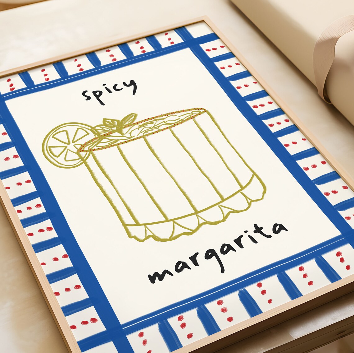 Spicy Margarita Trendy Cocktail Bar Cart Poster - Image 2