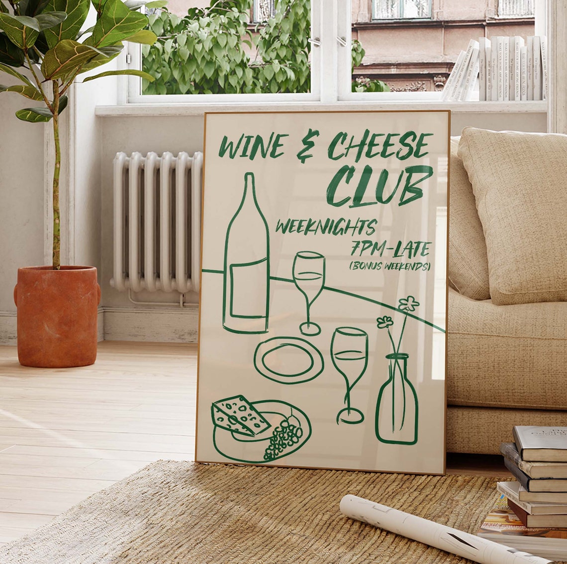Wine and Cheese Club Weeknight Party Retro Kitchen Decor Poster - Image 3