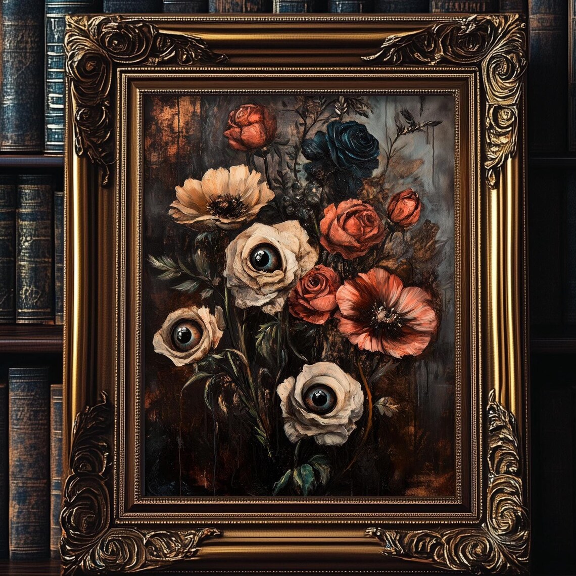 Macabre Botanical Goth Poster, Dark Academia Decor