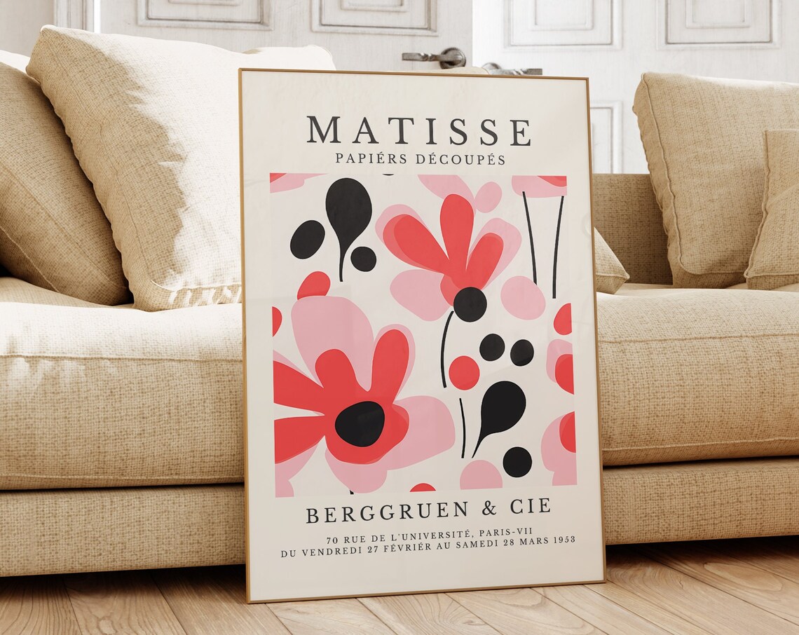 Matisse Papiers Decoupes Red Pink Poppy Flowers Floral Poster
