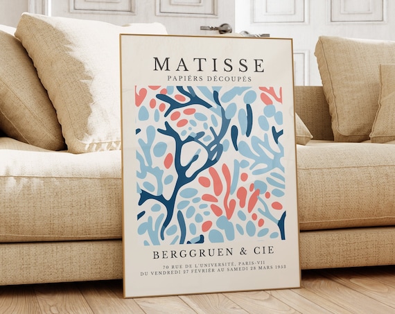 Matisse Blue Coral Abstract Leaf Pattern 1953 Paris Art Poster