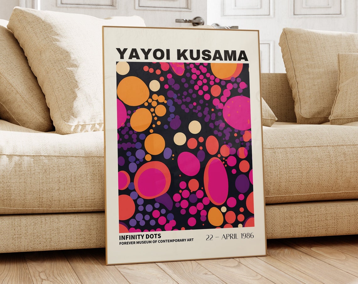 Yayoi Kusama Infinity Dots Neon Museum Exhibition Art Poster