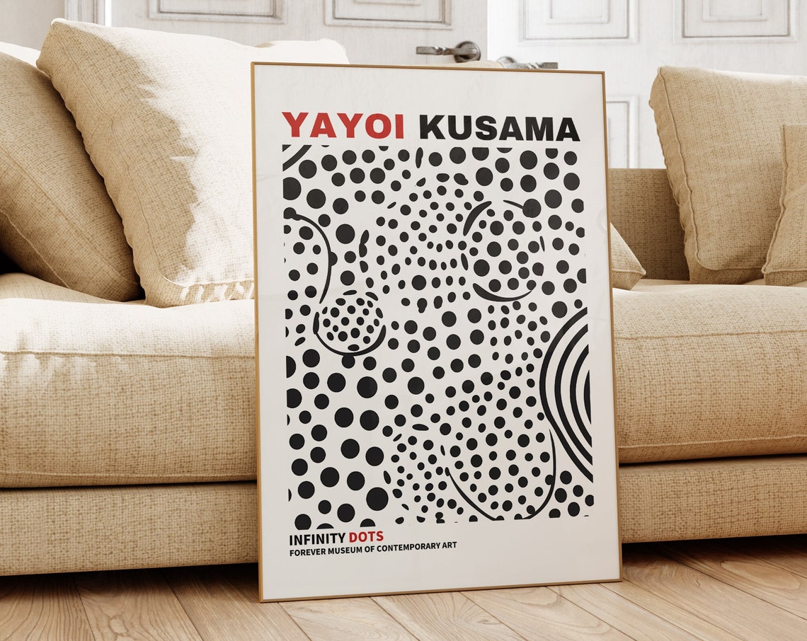 Yayoi Kusama Infinity Dots Black White Classic Modern Art Poster