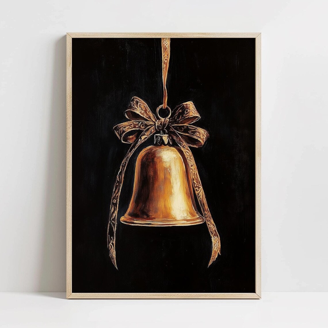 Vintage Golden Bell Christmas Ornament Wall Art