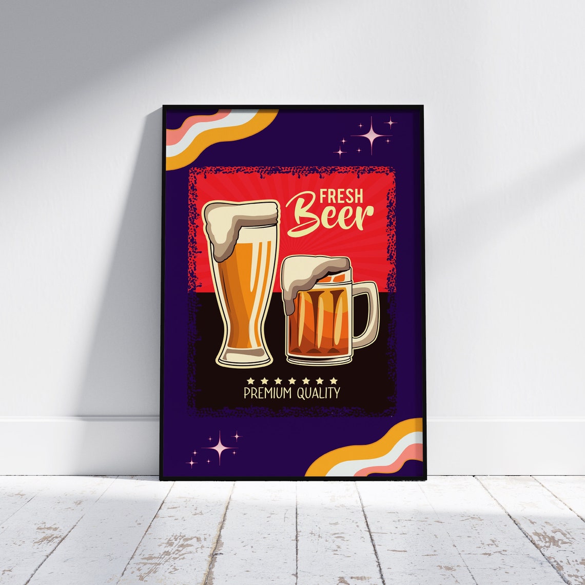 Fresh Beer Premium Quality Retro Vintage Pub Bar Sign Decor Poster