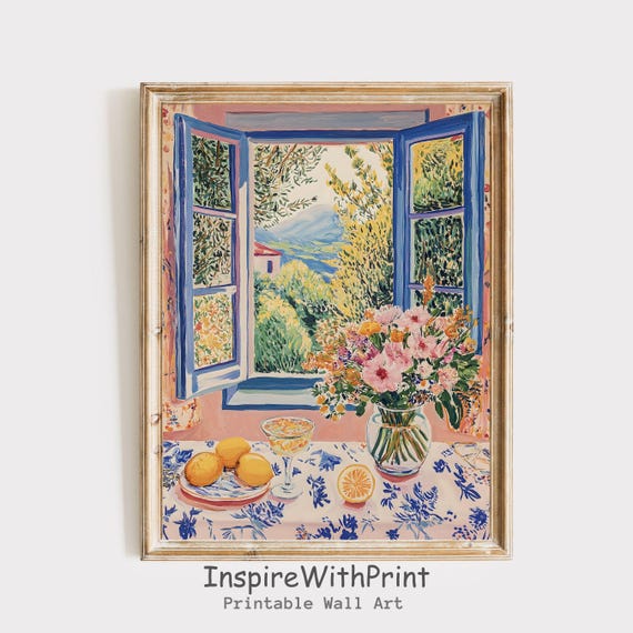 Matisse Open Window Art Coastal Lemon Print Mediterranean Painting Cocktail Modern Exhibition Wall