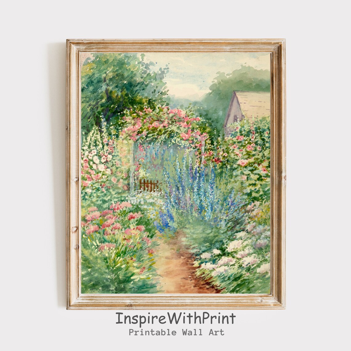 Vintage Spring Flower Garden Landscape Art Print