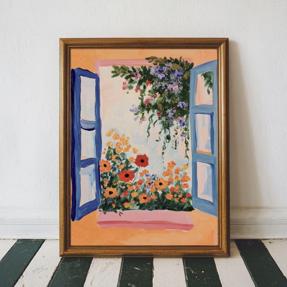 Matisse Open Window Art Flower Garden Print Moody Summer Painting Pastel Colors Modern Exhibition Wall