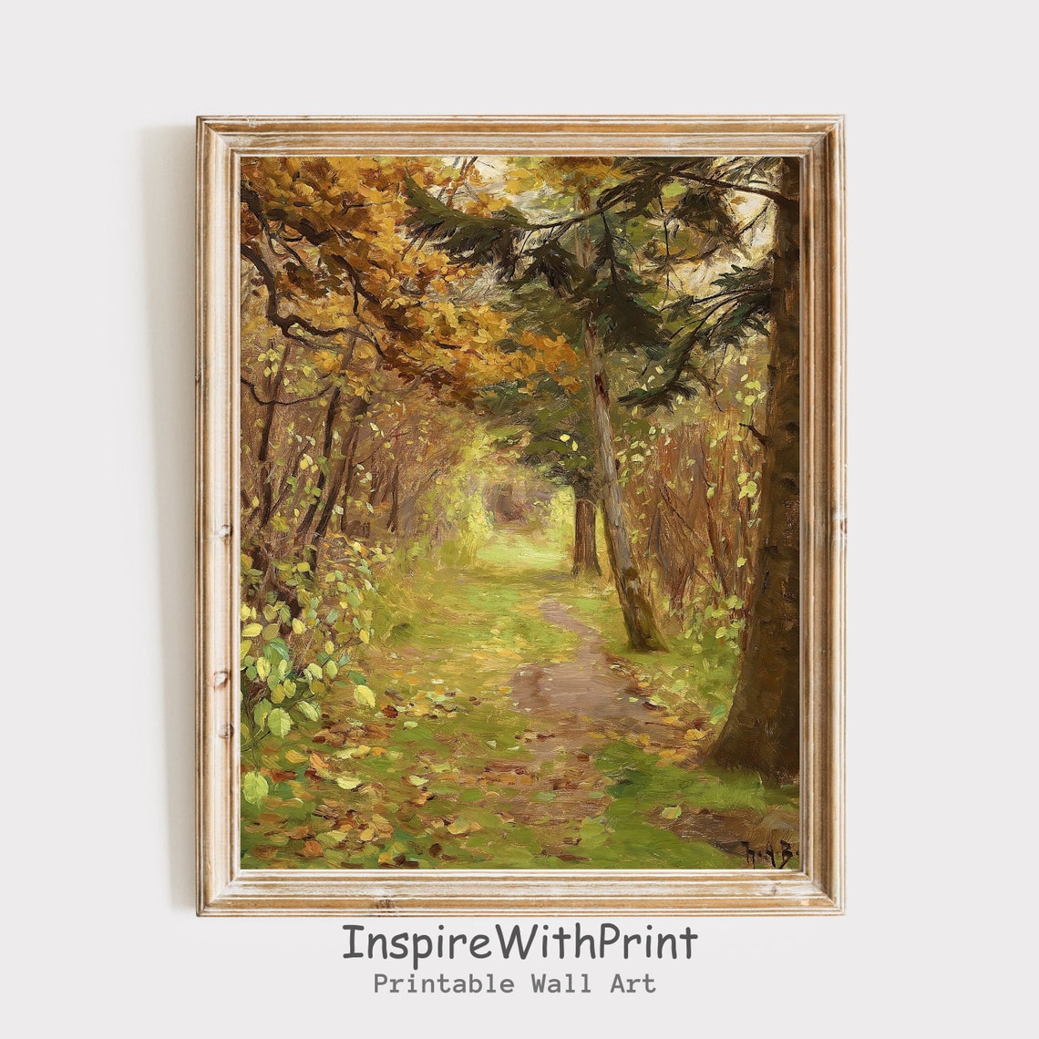 Autumn Forest Road Vintage Oil Painting Fall Countryside Print