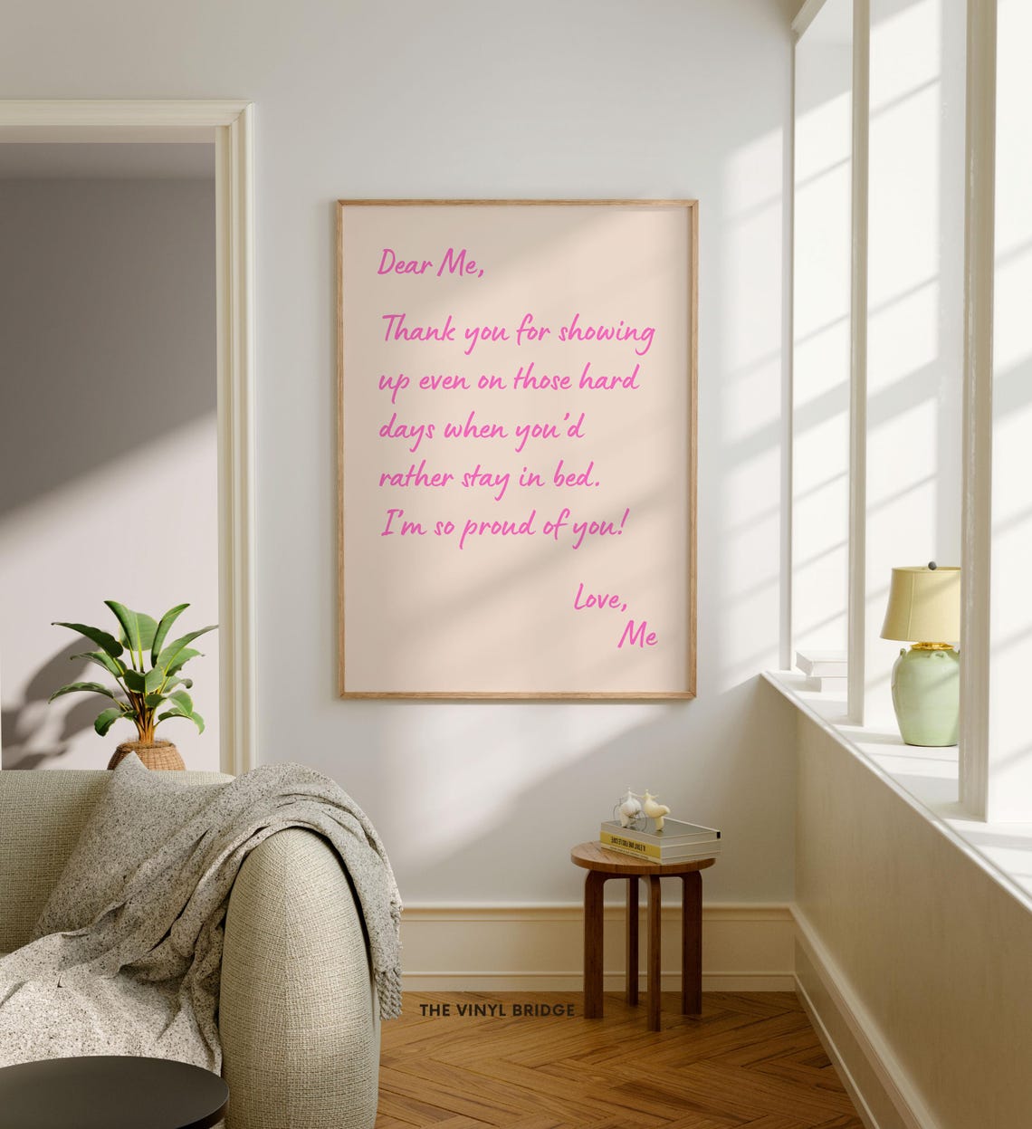 Dear Me Thank You For Showing Up Pink Script Self Love Poster - Image 4