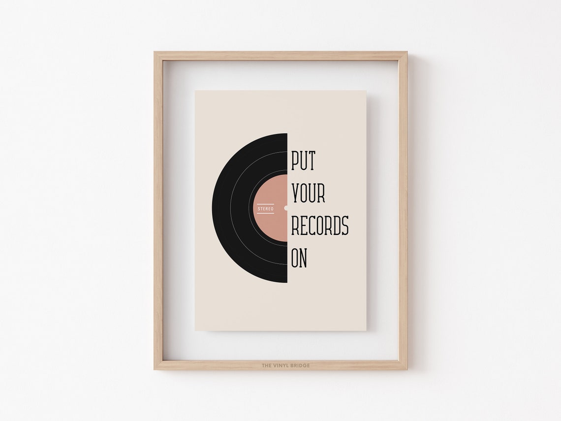 Put Your Records On Half Vinyl Record Minimalist Music Quote Poster - Image 2