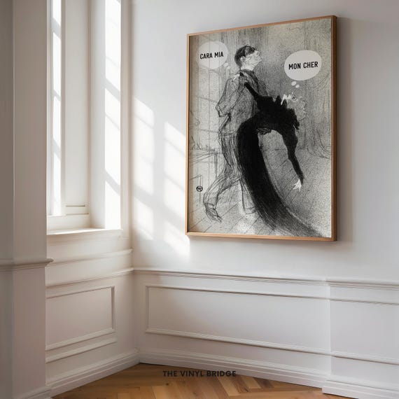 Spooky Lovers Wall Art Moody Dance Print Vintage Halloween Decor Gothic Couple Drawing Dancer Illustration Poster Sketch