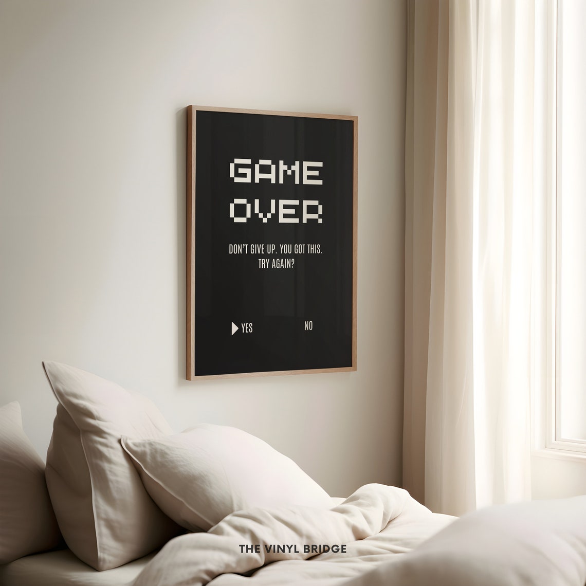 Game Over Dont Give Up Try Again Pixel Retro Gamer Motivational Poster - Image 2