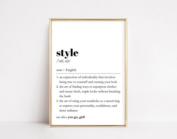 Style Definition Print Dictionary Wall Art Self Love Quote Poster Fashion Home Decor Motivational Minimalist Typography